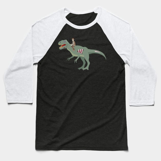 Halloween Zombie Paleontologist riding Zombie Dinosaur Baseball T-Shirt by holidaystore